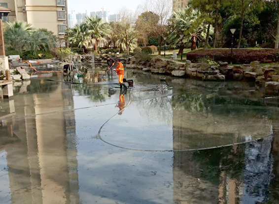 龙井景观池淤泥清理